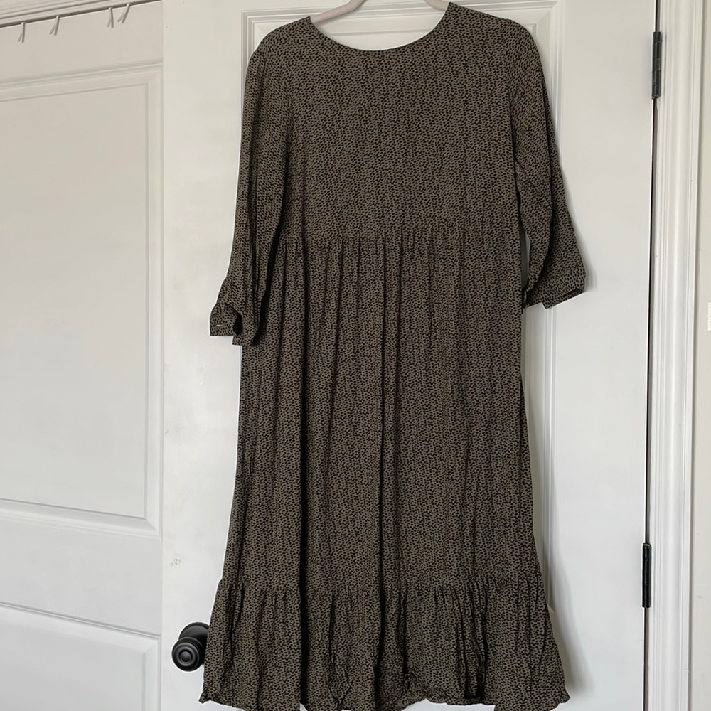 LOFT olive green midi-dress.